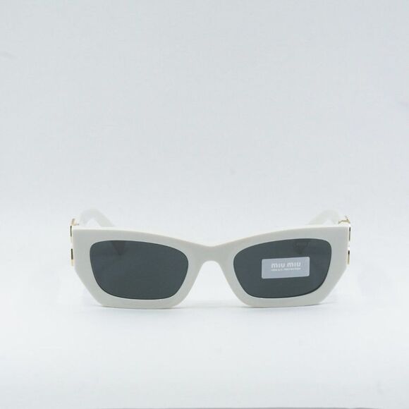 NEW MIU MIU MU09WS 1425S0 WHITE DARK GREY SUNGLASSES - Picture 2 of 15